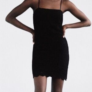 Zara Black Lace Spaghetti Strap Mini Dress Size S | Classic Elegant Little Black